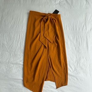 Tie-Front Midi Skirt in Burnt Orange